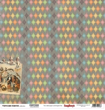 DOUBLE-Sided Paper 12"*12" VINTAGECIRCUS,CIRCUS FIREWORS 180gr